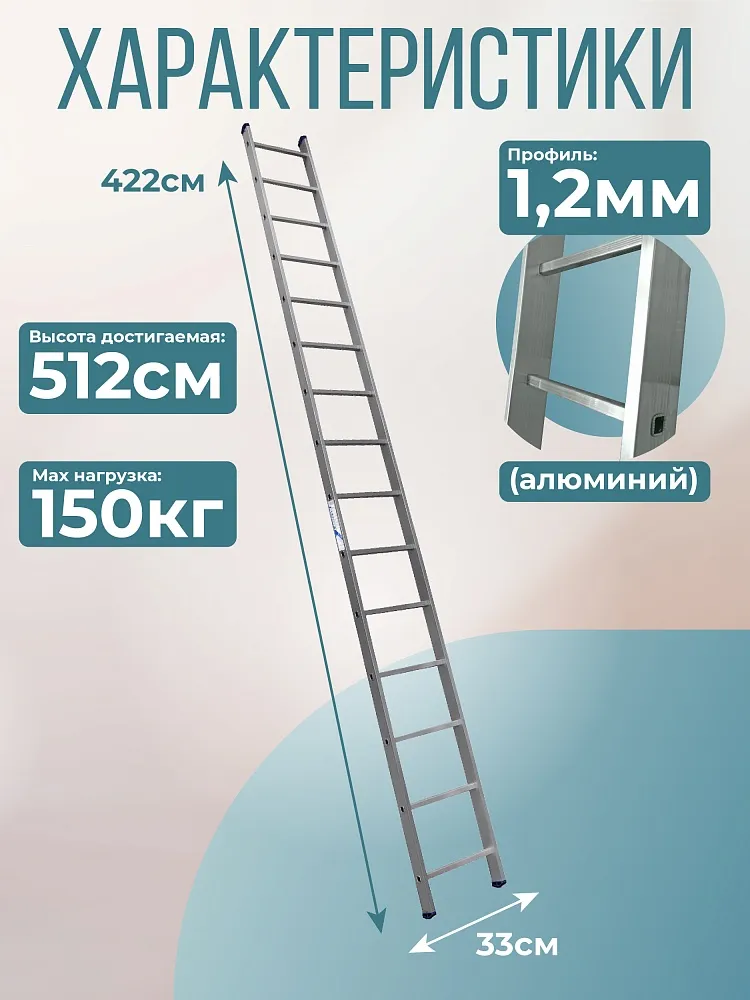 Лестница односекционная Alumet Ал 5115 фото 2