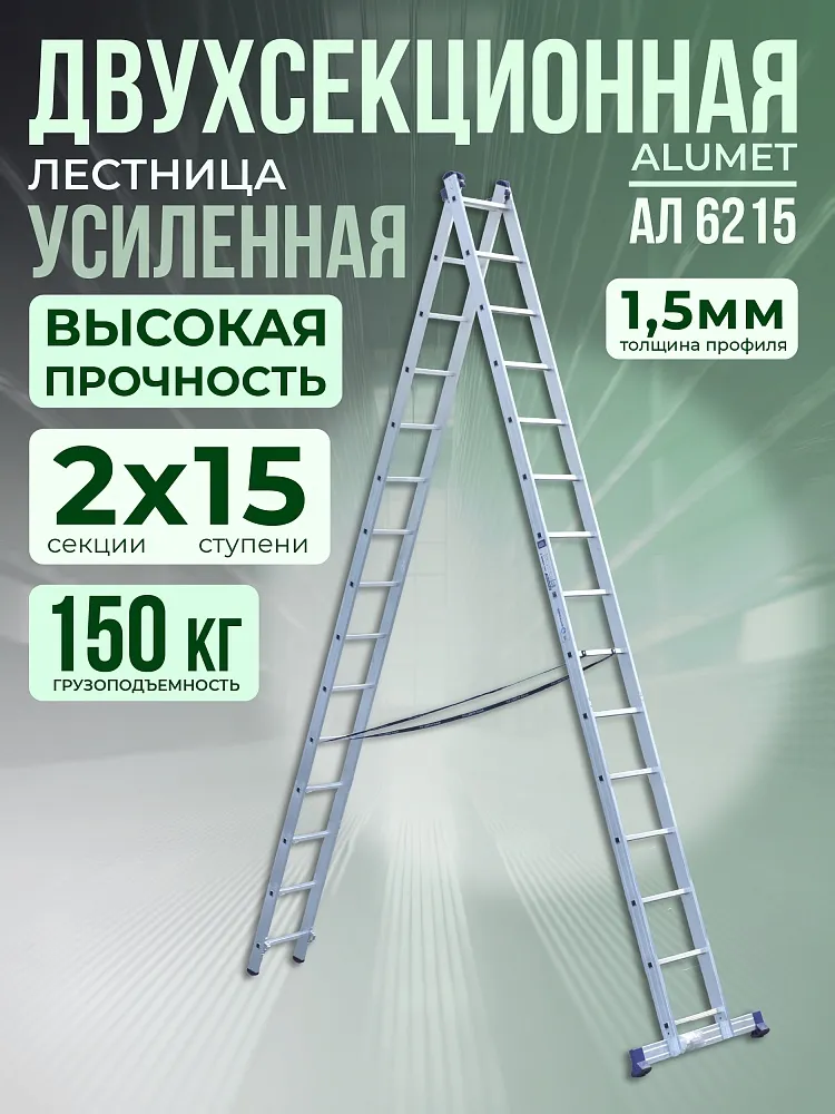 Лестница двухсекционная Alumet Ал 6215 фото 1