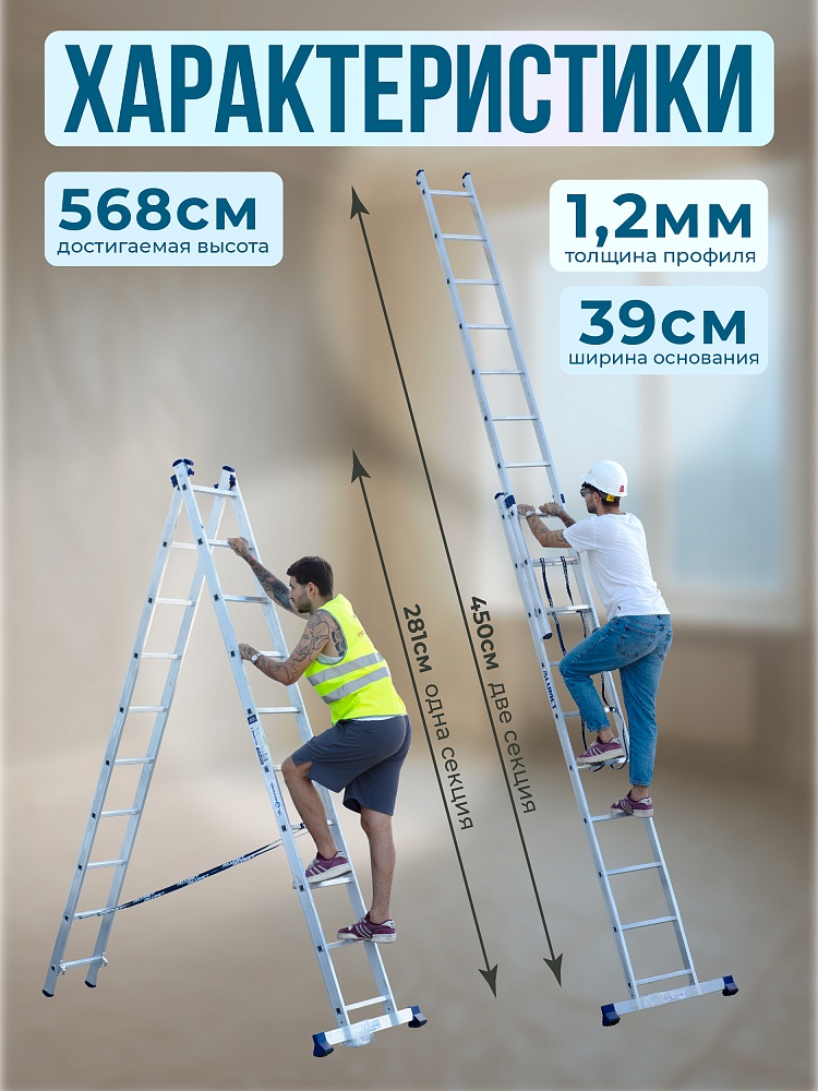 Лестница двухсекционная Alumet Ал 5210 фото 2