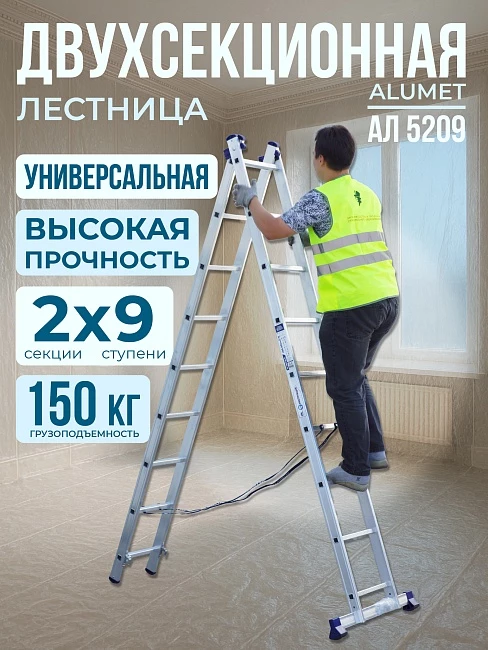 Лестница двухсекционная Alumet Ал 5209 фото 1