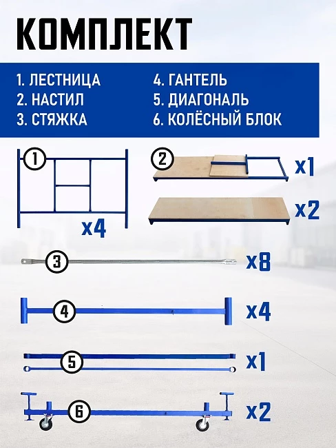 Вышка-тура Промышленник ВСП Пром 1.6×2.0, 2.8 м фото 4