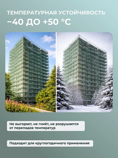 Сетка фасадная затеняющая Промышленник зеленая 30-35% 6х50 м фото 6