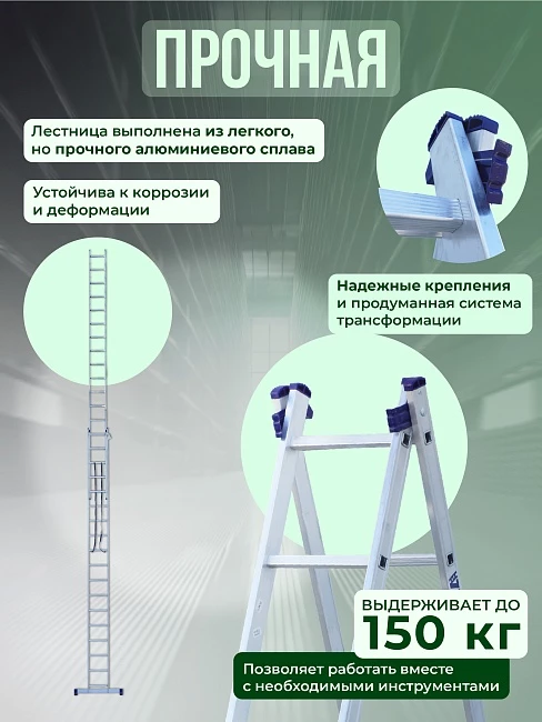 Лестница двухсекционная Alumet Ал 6217 фото 3