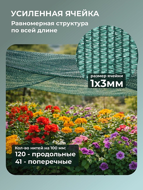 Сетка затеняющая Промышленник темно-зеленая 70% 2х100 м  фото 5