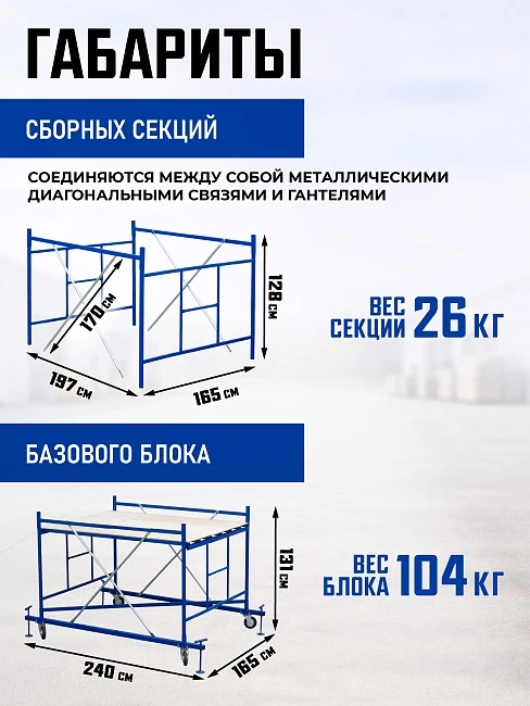 Вышка-тура Промышленник ВСП Пром 1.6×2.0, 6.4 м фото 3
