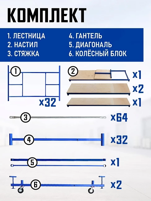 Вышка-тура Промышленник ВСП ПРОМ 2.0х2.0, 19.6 м фото 4