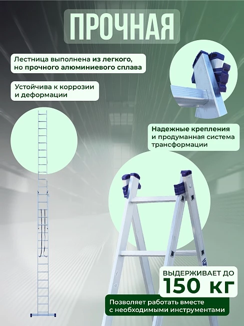 Лестница двухсекционная Alumet Ал 6215 фото 3