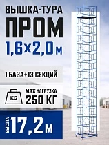 Купить Вышка-тура Промышленник ВСП Пром 1.6×2.0, 17.2 м