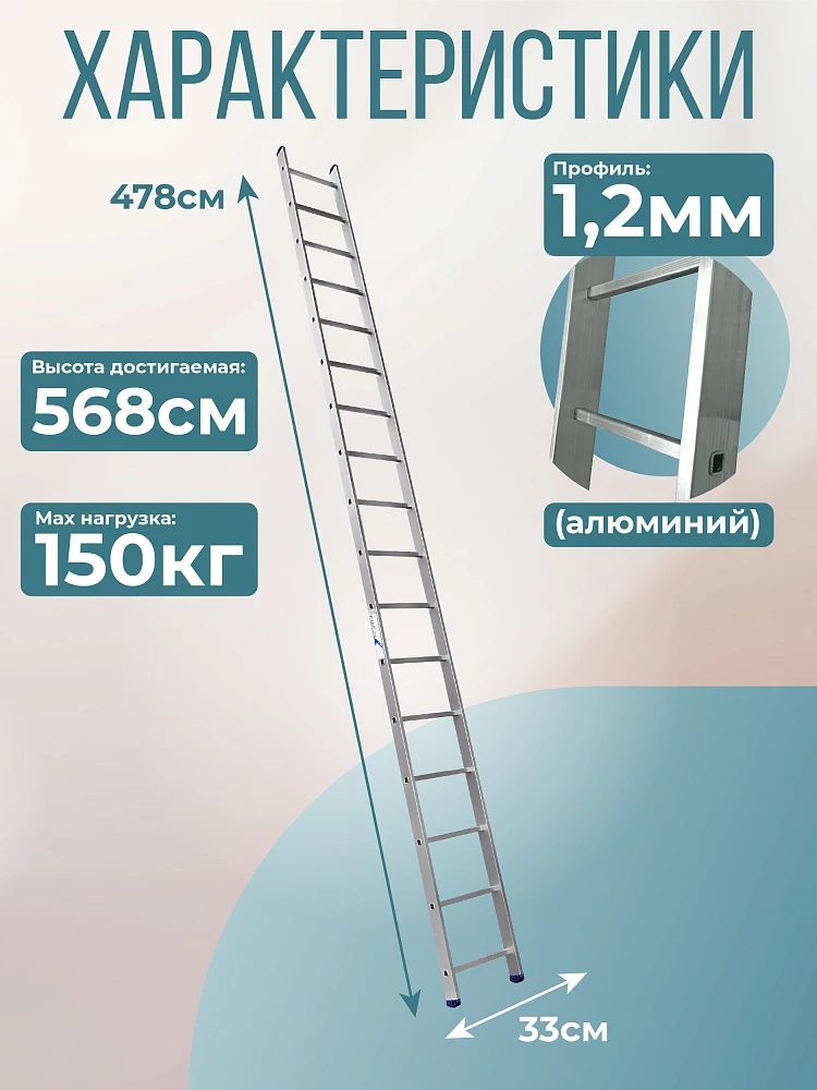 Лестница односекционная Alumet Ал 5117 фото 2