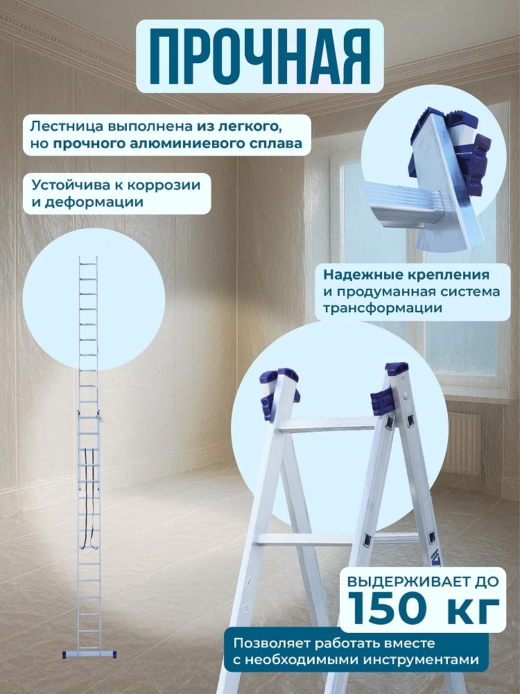 Лестница двухсекционная Alumet Ал 5214 фото 3