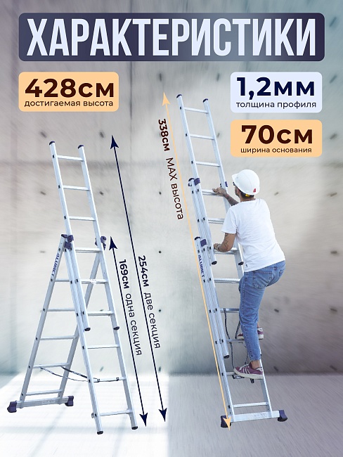 Лестница трехсекционная Alumet Ал 5306 фото 2