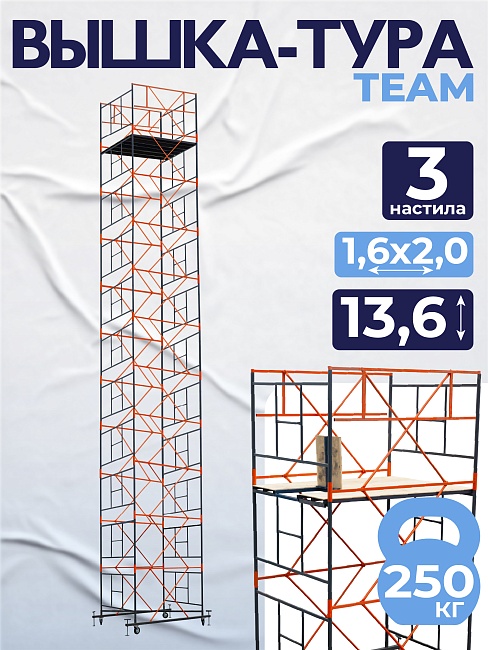 Вышка-тура TeaM ВСП 1.6х2.0, 13.6 м фото 1