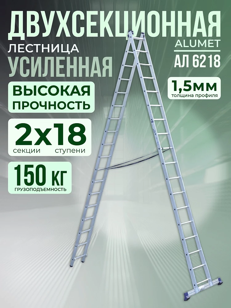Лестница двухсекционная Alumet Ал 6218 фото 1
