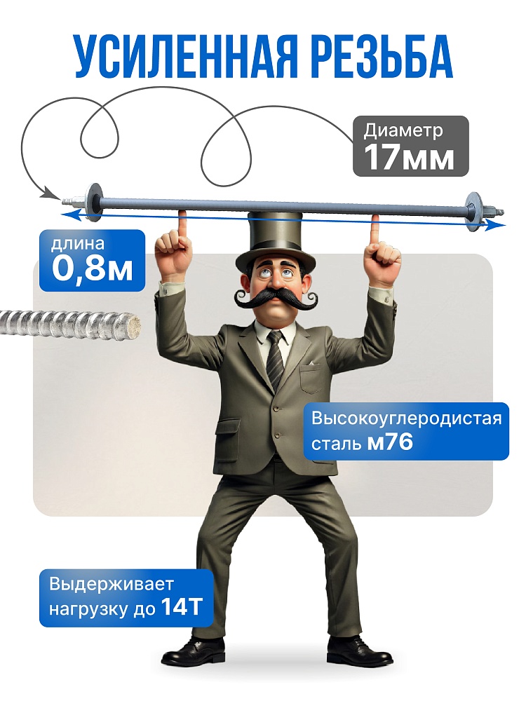 Винт стяжной для опалубки Промышленник холоднокатаный 0,8 м фото 3